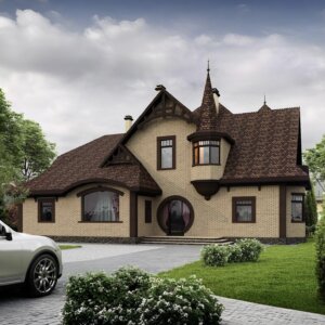 Проект дома из кирпича с бассейном M-350-1G