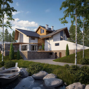 Проект дома на косогорье M-449-1G